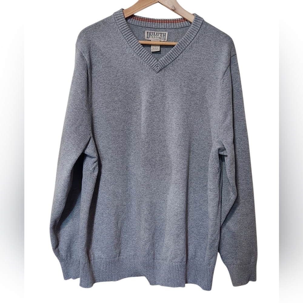 Duluth Trading Co V-Neck Gray Sweater Large